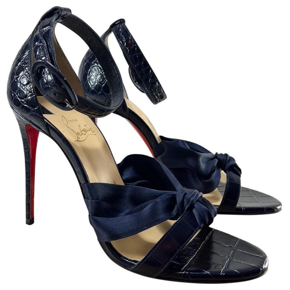Ruban 100mm Ali Embossed Blue Obscur Ribbon Heels Sandals E427